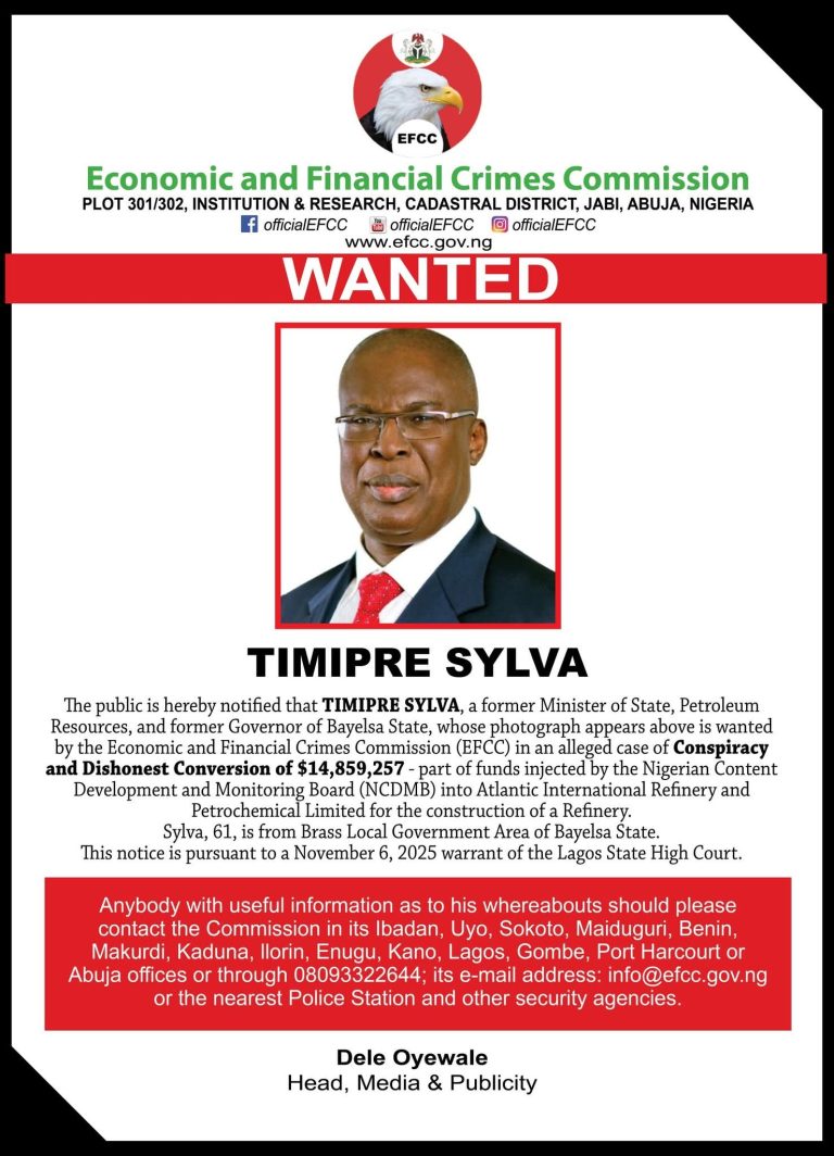 EFCC declares former Bayelsa governor Timipre Sylva wanted over $14.8m fraud allegations