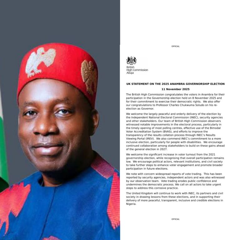UK congratulates Soludo, commends Anambra polls but warns against vote trading