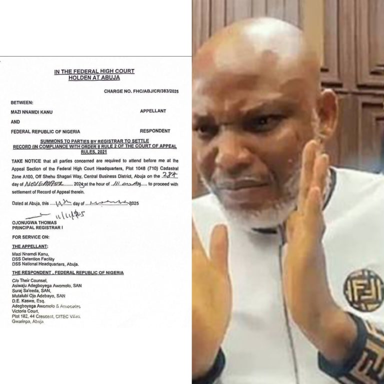 Missing production warrant threatens Kanu’s appeal