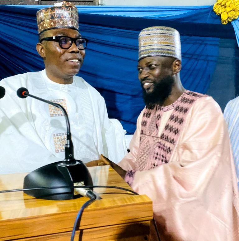 Prince Adewole Adebayo and Dr. Umar Dokaji, Chief Imam, Al-Ahfad Mosque, Gombe, during the Iftar.