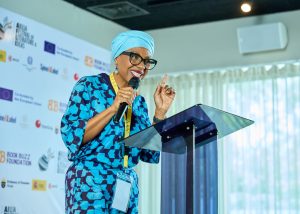 Lola Shoneyin, Festival Director of the Abuja Festival of Literature and Ideas, speaking during the opening ceremony of the inaugural festival in Abuja, where she called for greater investment in literary culture and access to books.